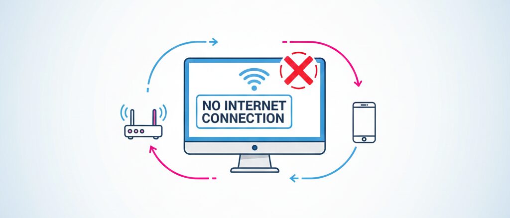 インターネットなしと表示される場合の復旧手順