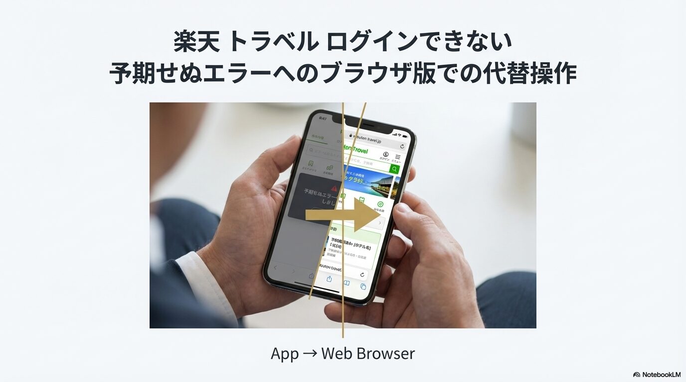 楽天 トラベル ログインできない 予期せぬエラーへのブラウザ版での代替操作