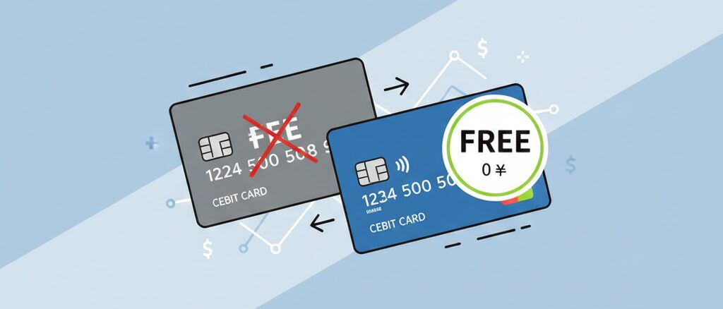 楽天銀行デビットカードの切り替えは無料でできるか