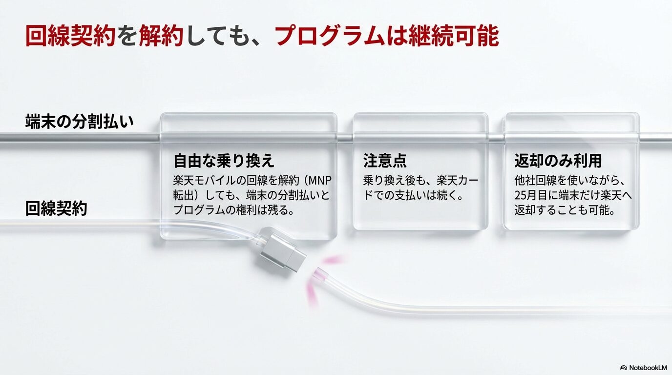 プログラム利用中に楽天モバイルの回線を解約してもプログラムは継続できるのか