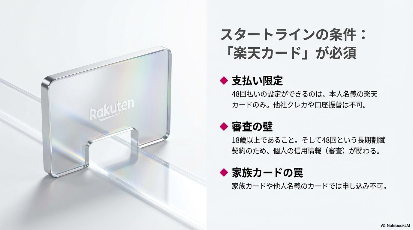 契約の可否を左右するポイント！楽天カードの所有という必須条件の壁