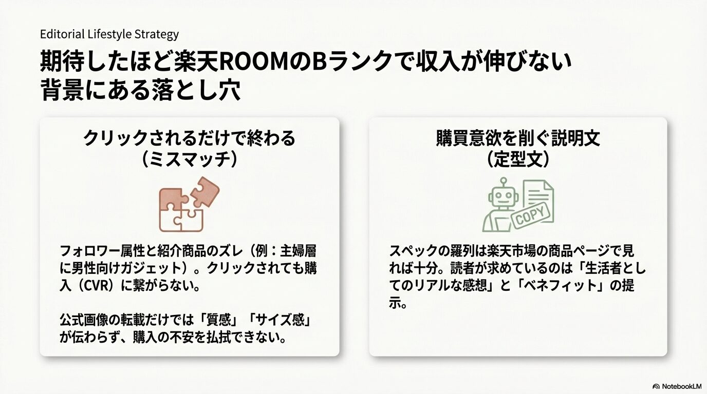 期待したほど楽天ROOMのBランクで収入が伸びない背景にある落とし穴
