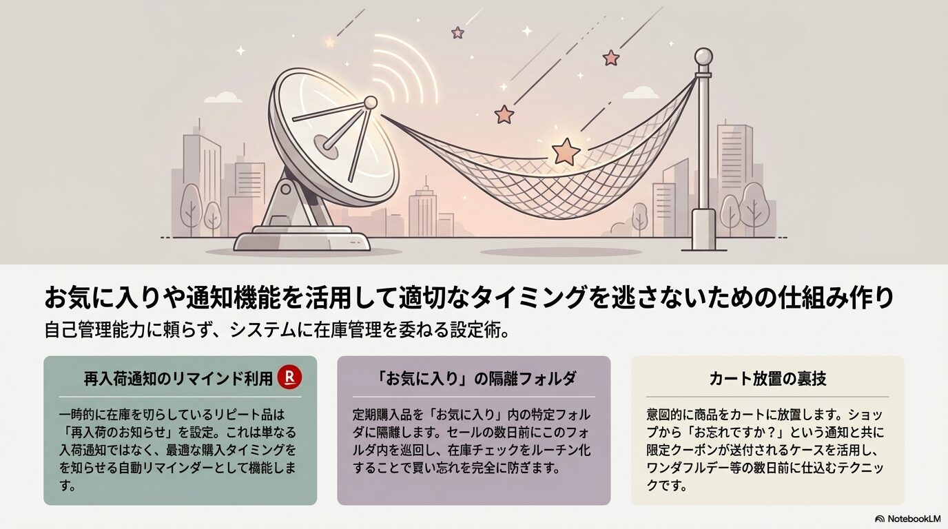 お気に入りや通知機能を活用して適切なタイミングを逃さないための仕組み作り