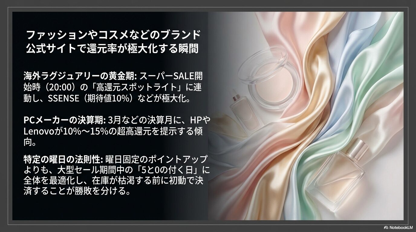 ファッションやコスメなどのブランド公式サイトで還元率が極大化する瞬間