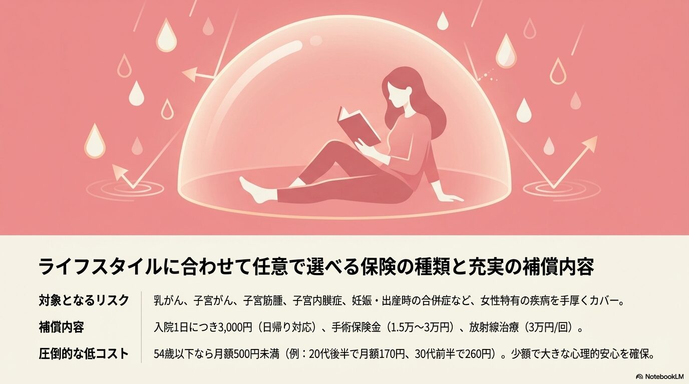 ライフスタイルに合わせて任意で選べる保険の種類と充実の補償内容