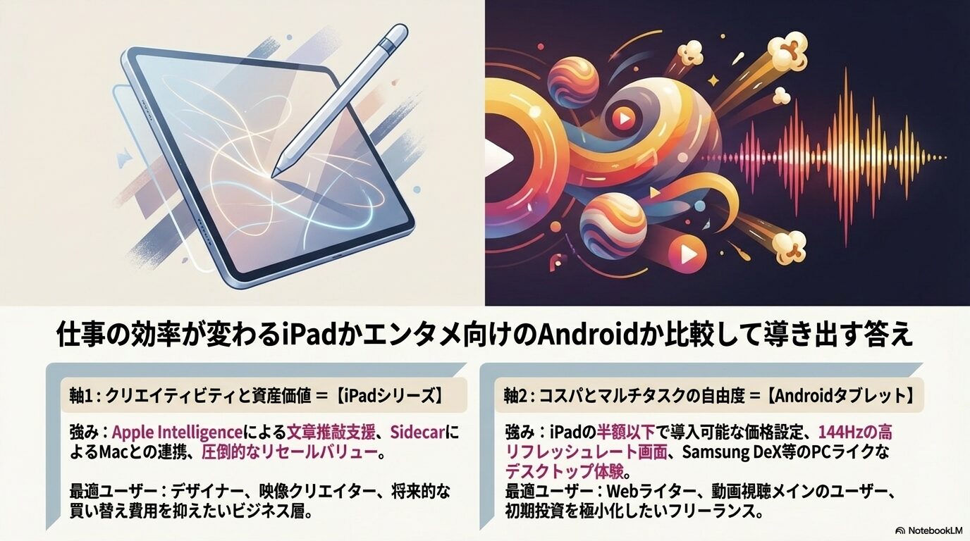 仕事の効率が変わるiPadかエンタメ向けのAndroidか比較して導き出す答え