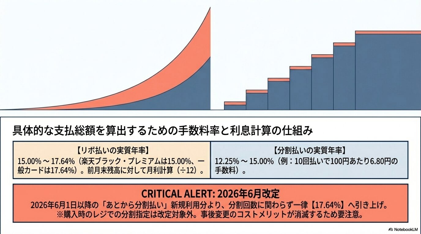 具体的な支払総額を算出するための手数料率と利息計算の仕組み