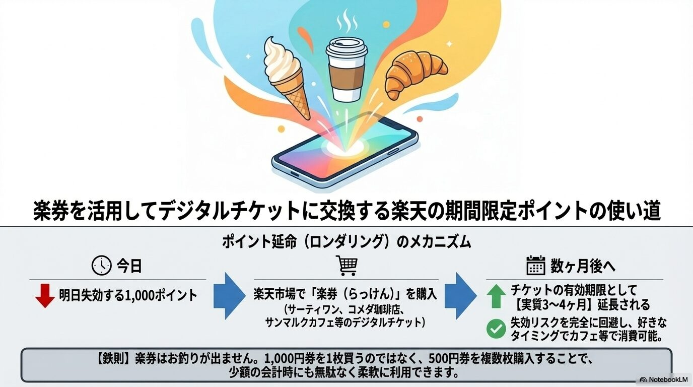 楽券を活用してデジタルチケットに交換する楽天の期間限定ポイントの使い道