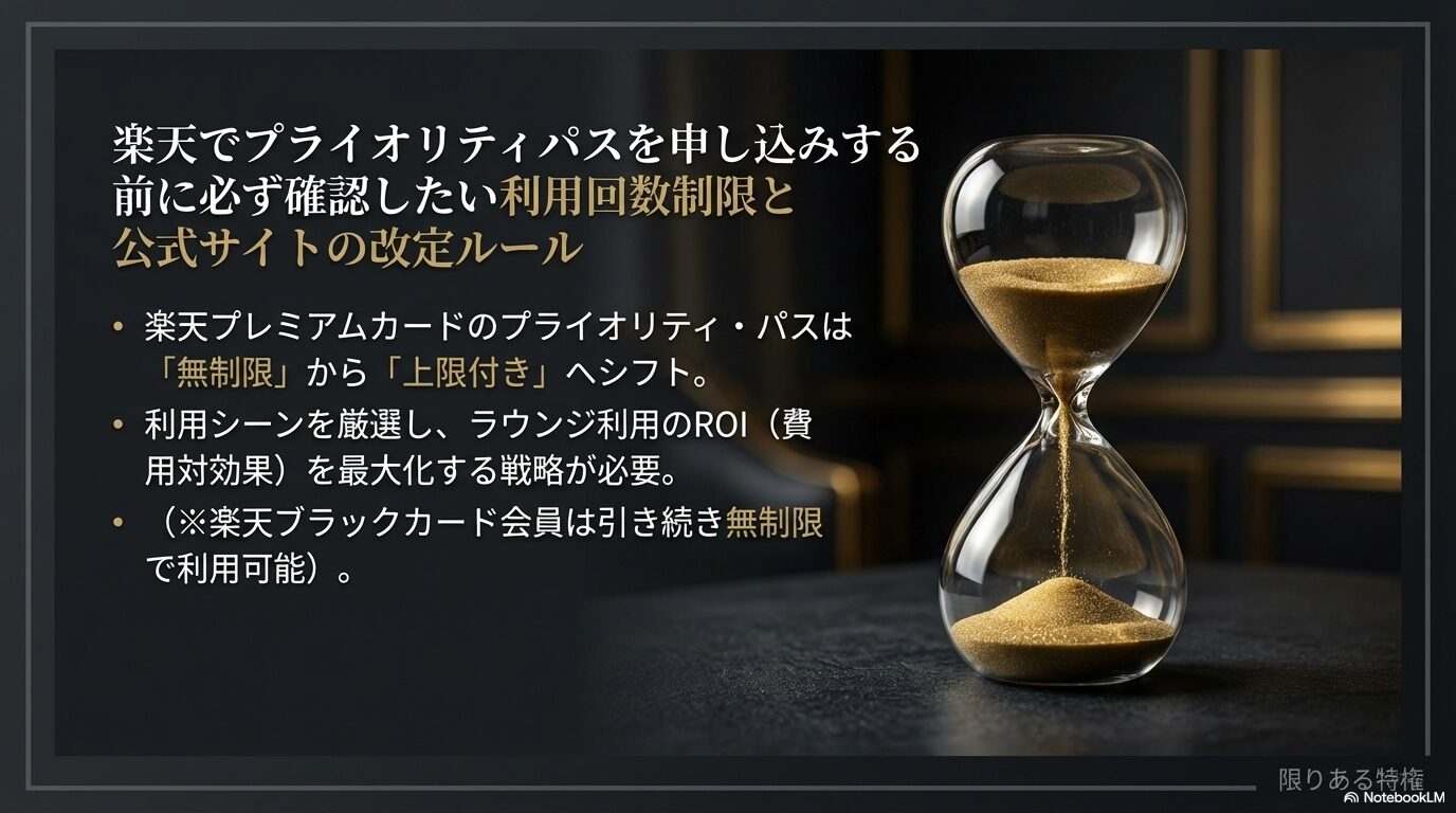 楽天でプライオリティパスを申し込みする前に必ず確認したい利用回数制限と公式サイトの改定ルール