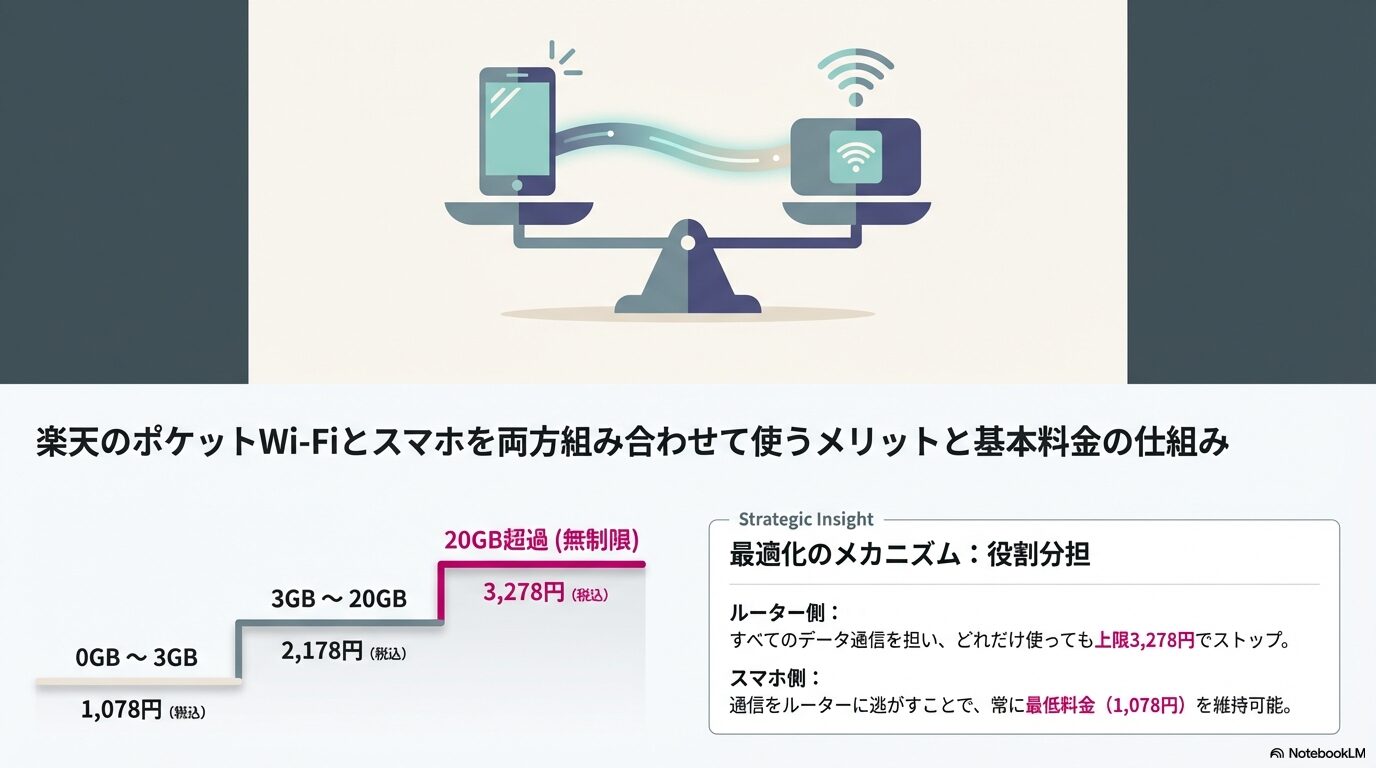 楽天のポケットWi-Fiとスマホを両方組み合わせて使うメリットと基本料金の仕組み