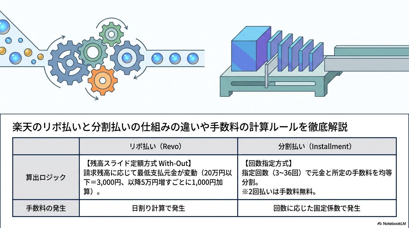 楽天のリボ払いと分割払いの仕組みの違いや手数料の計算ルールを徹底解説