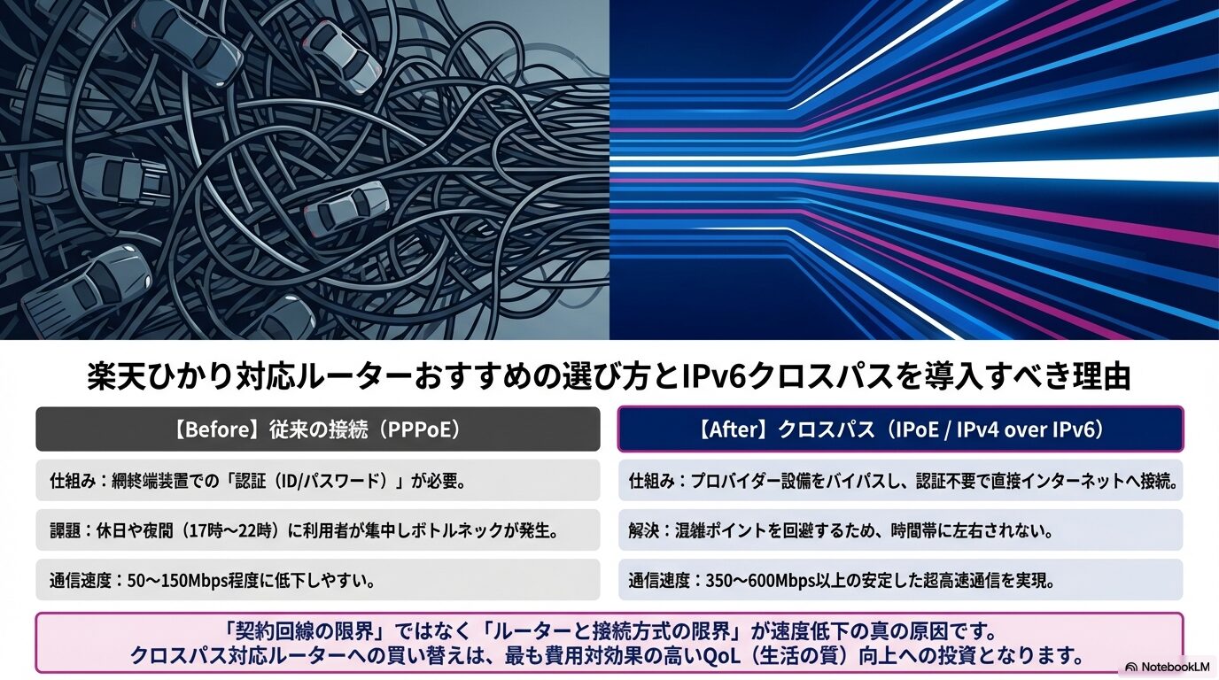 楽天ひかり対応ルーターおすすめの選び方とIPv6クロスパスを導入すべき理由