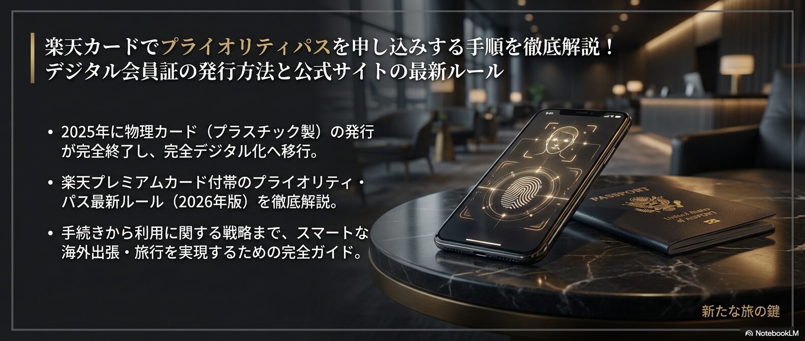 楽天カードでプライオリティパスを申し込みする手順を徹底解説!デジタル会員証の発行方法と公式サイトの最新ルール