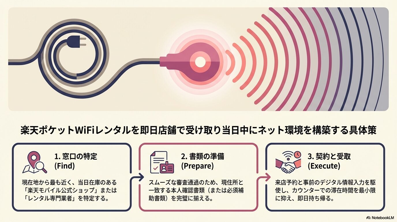楽天ポケットWiFiレンタルを即日店舗で受け取り当日中にネット環境を構築する具体策