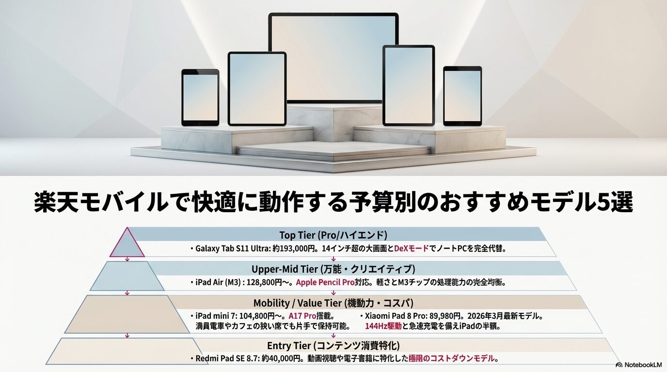 楽天モバイルで快適に動作する予算別のおすすめモデル5選