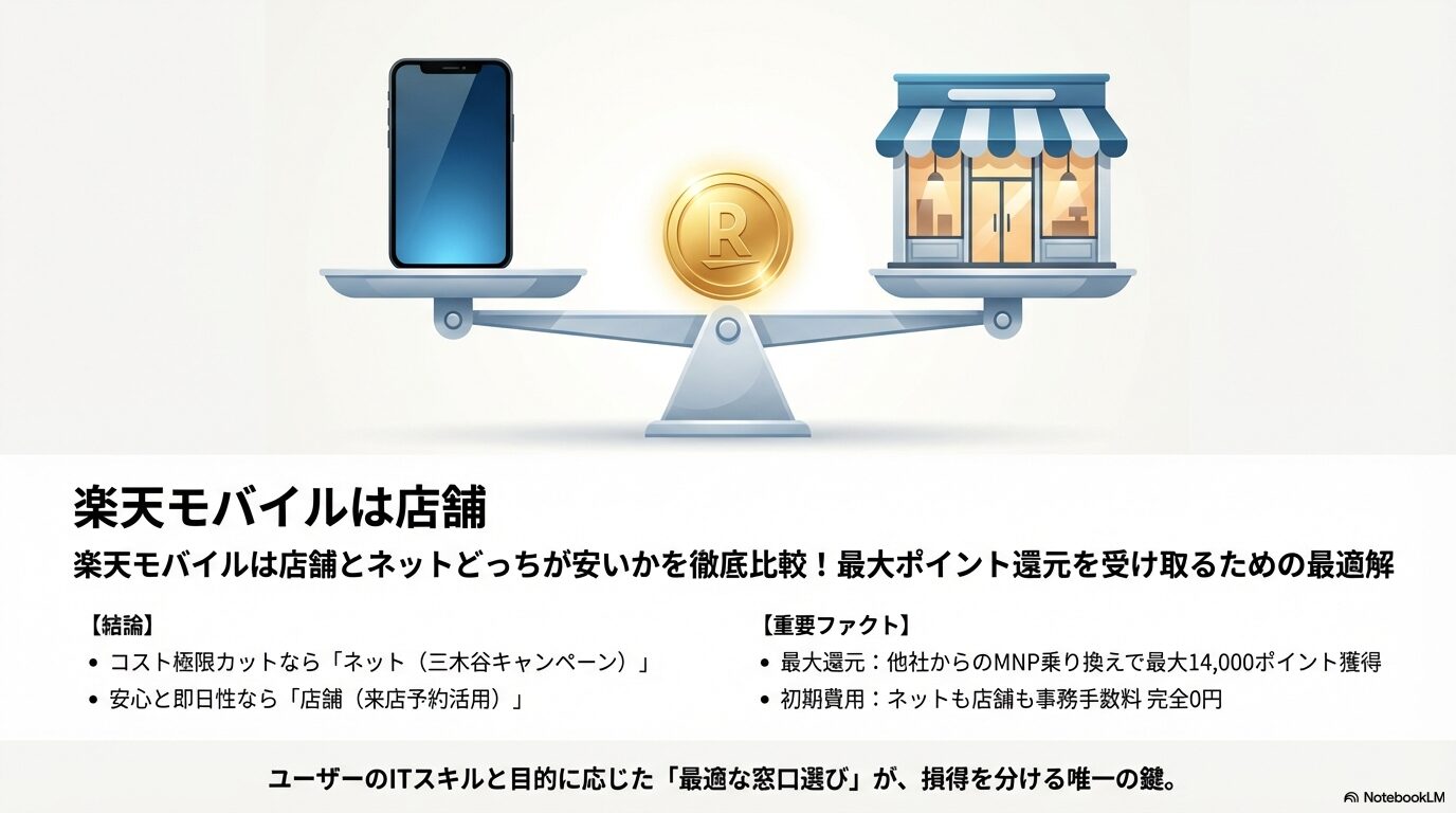 楽天モバイルは店舗とネットどっちが安いかを徹底比較！最大ポイント還元を受け取るための最適解
