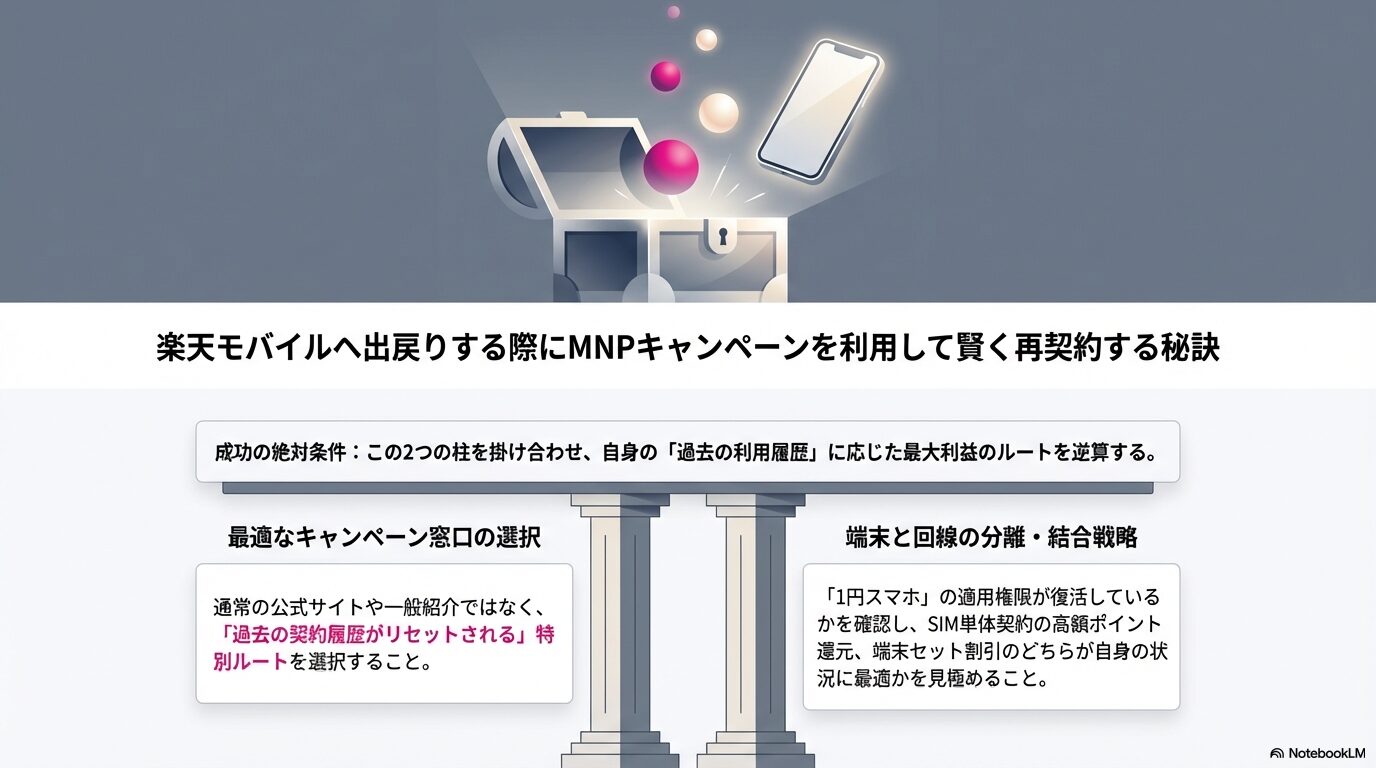 楽天モバイルへ出戻りする際にMNPキャンペーンを利用して賢く再契約する秘訣