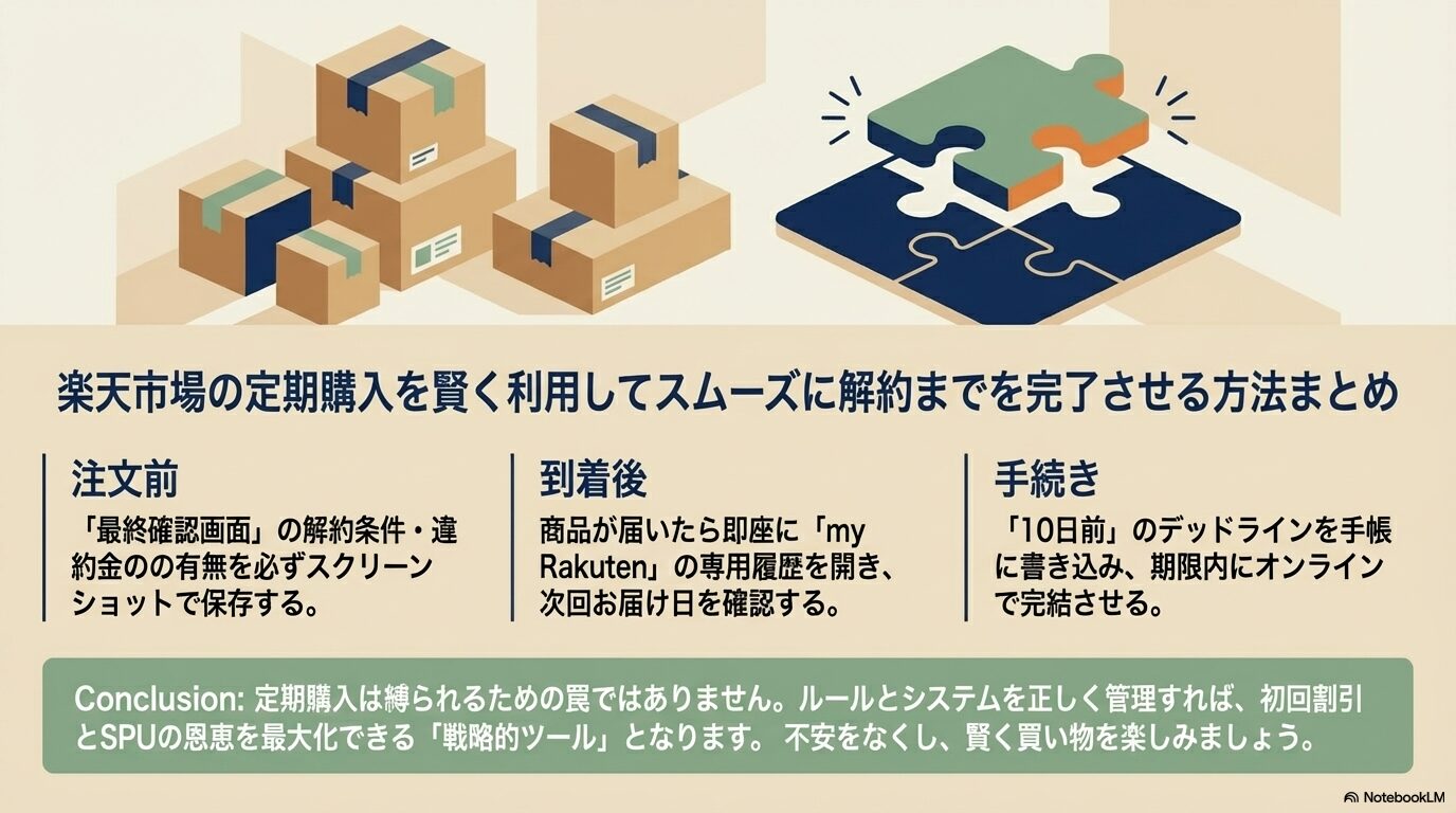 楽天市場の定期購入を賢く利用してスムーズに解約までを完了させる方法まとめ