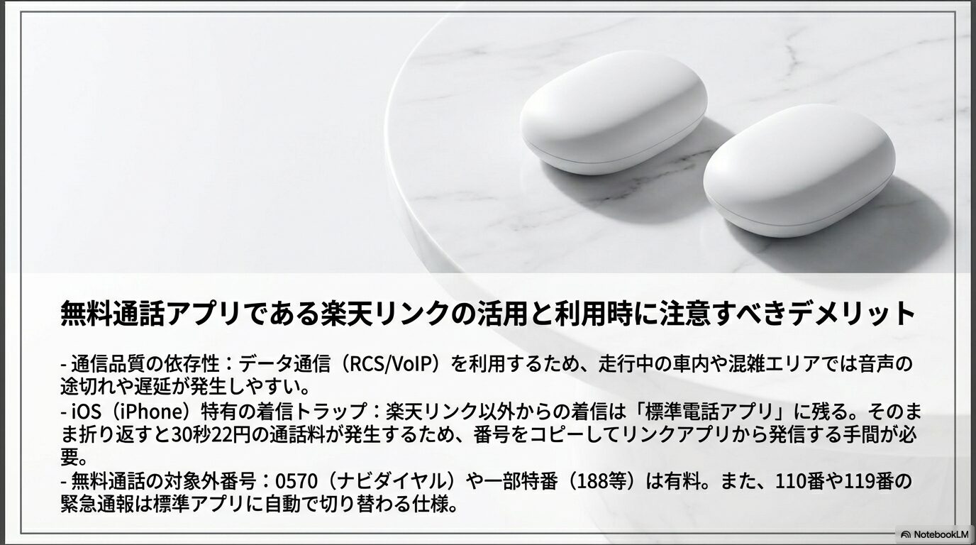 無料通話アプリである楽天リンクの活用と利用時に注意すべきデメリット