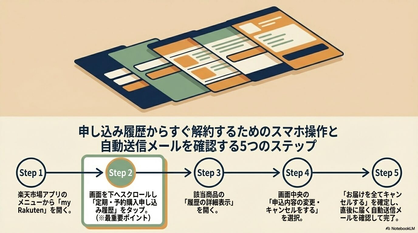 申し込み履歴からすぐ解約するためのスマホ操作と自動送信メールを確認する5つのステップ