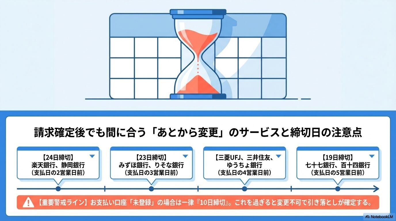 請求確定後でも間に合う「あとから変更」のサービスと締切日の注意点