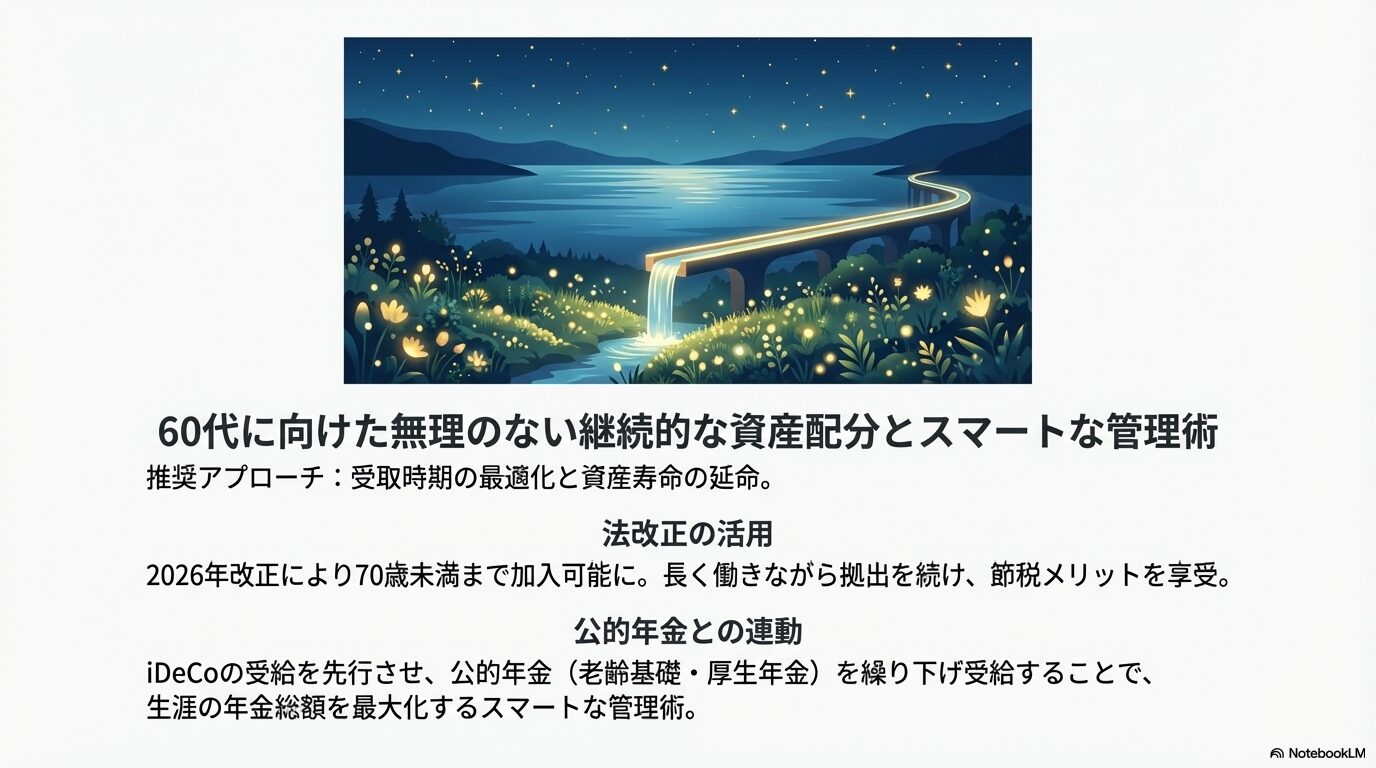 60代に向けた無理のない継続的な資産配分とスマートな管理術