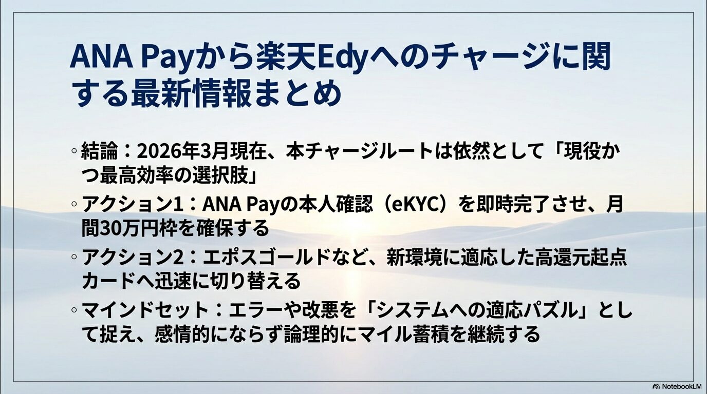 ANA Payから楽天Edyへのチャージに関する最新情報まとめ