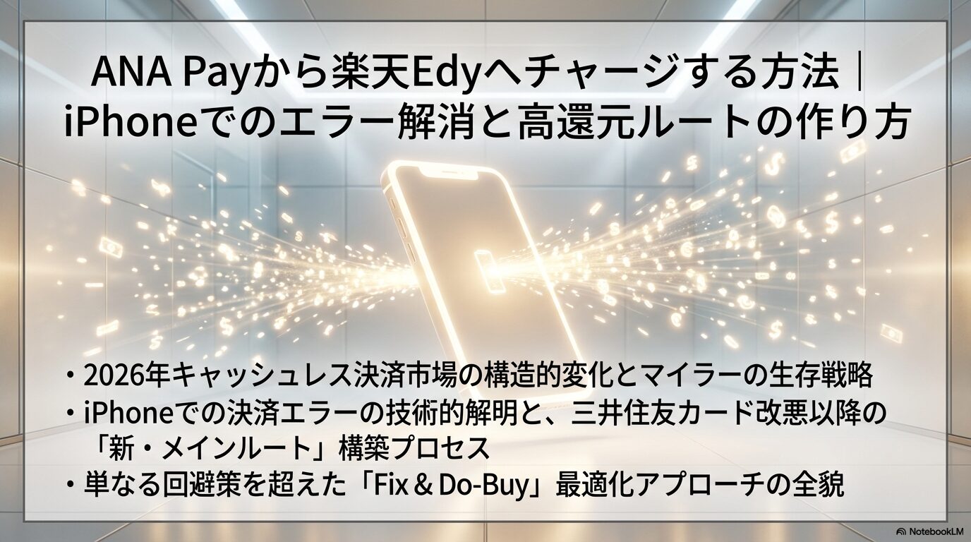 ANA Payから楽天Edyへチャージする方法|iPhoneでのエラー解消と高還元ルートの作り方