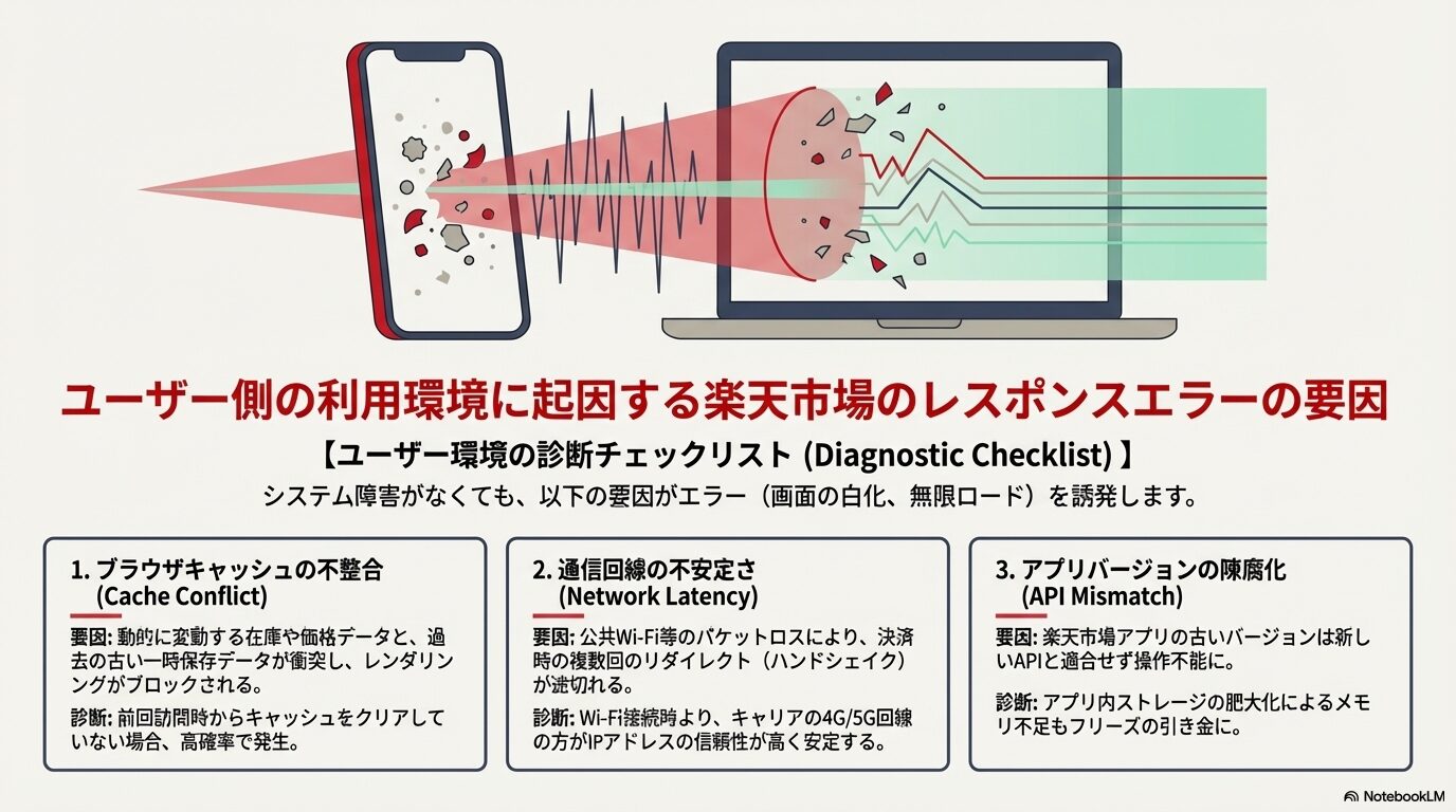 ユーザー側の利用環境に起因する楽天市場のレスポンスエラーの要因