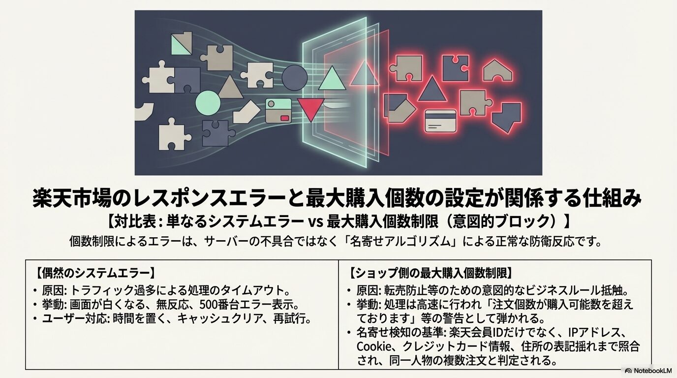 楽天市場のレスポンスエラーと最大購入個数の設定が関係する仕組み