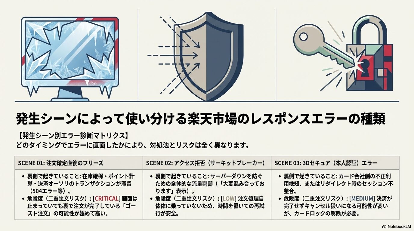 発生シーンによって使い分ける楽天市場のレスポンスエラーの種類