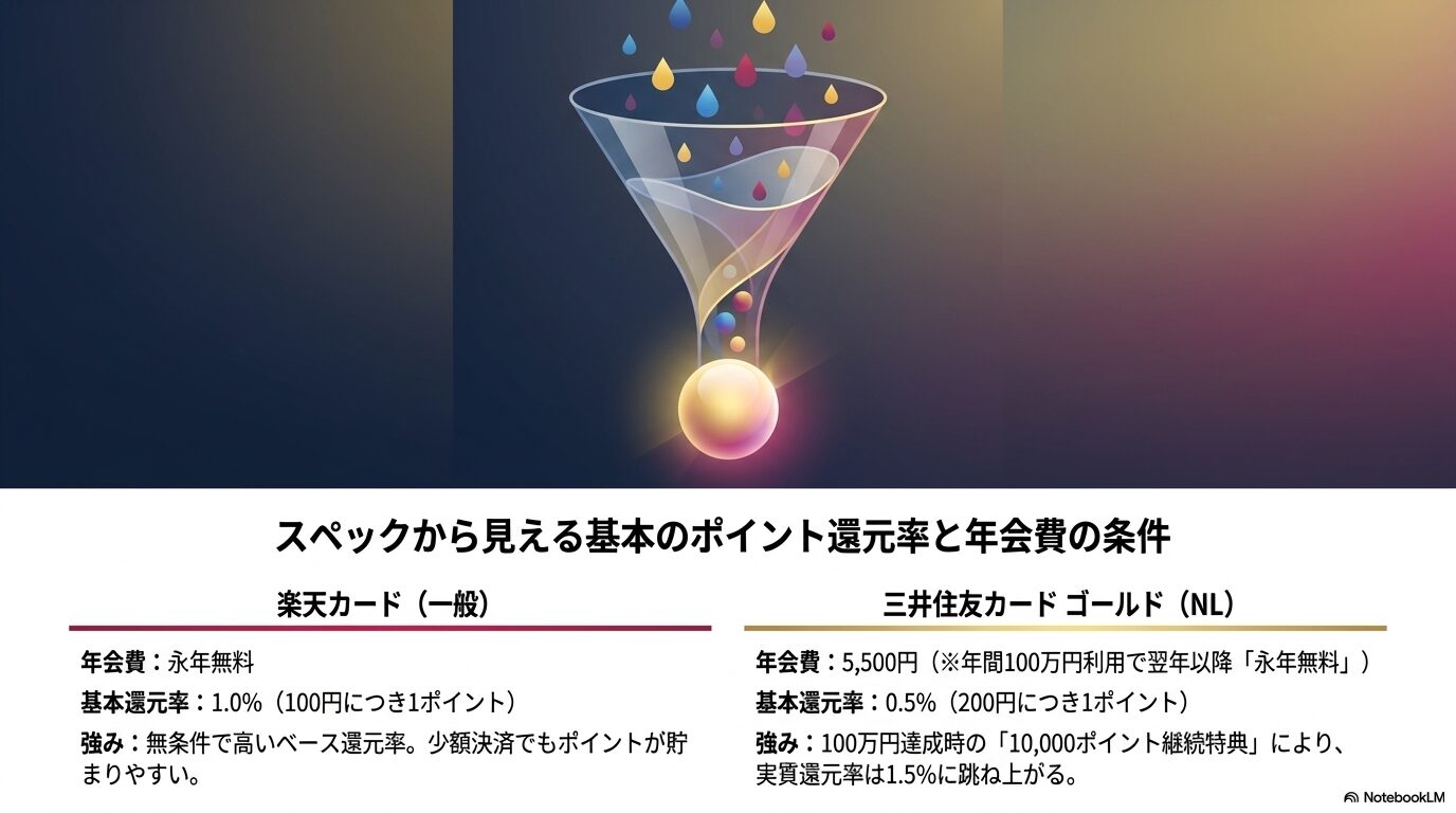 スペックから見える基本のポイント還元率と年会費の条件