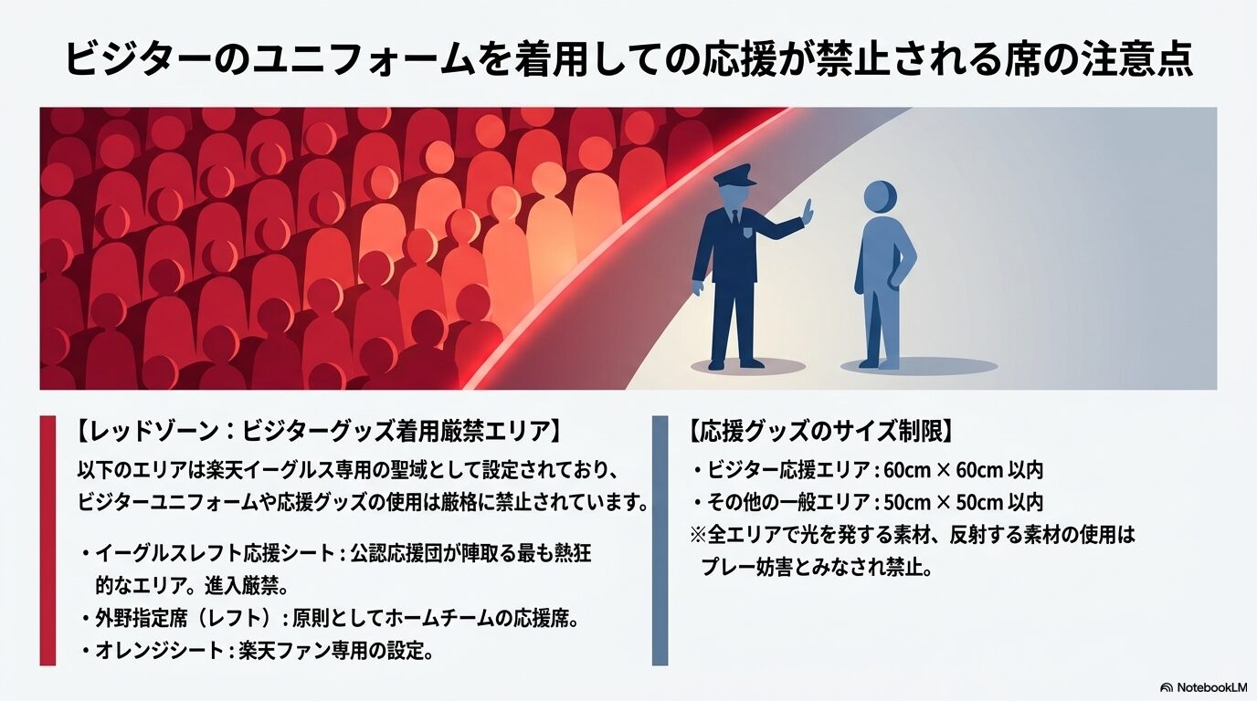 ビジターのユニフォームを着用しての応援が禁止される席の注意点