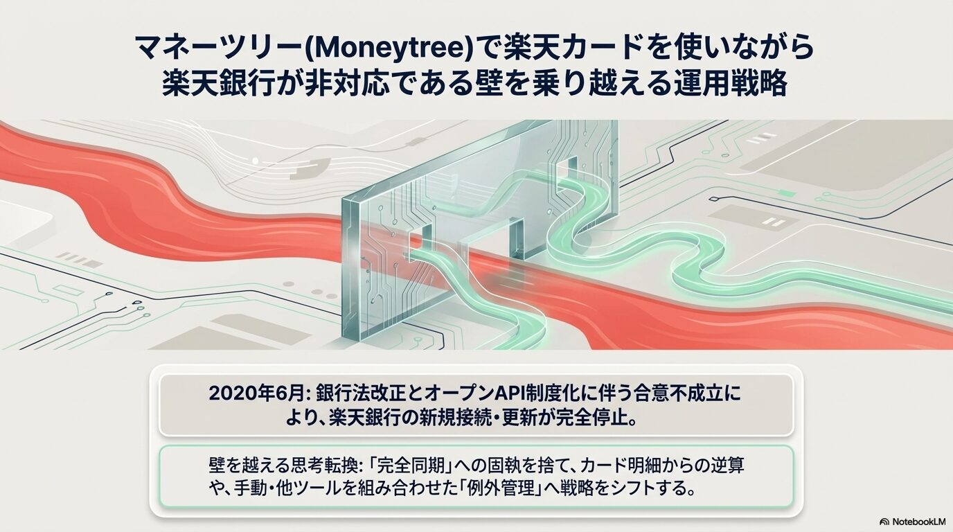 マネーツリー(Moneytree)で楽天カードを使いながら楽天銀行が非対応である壁を乗り越える運用戦略