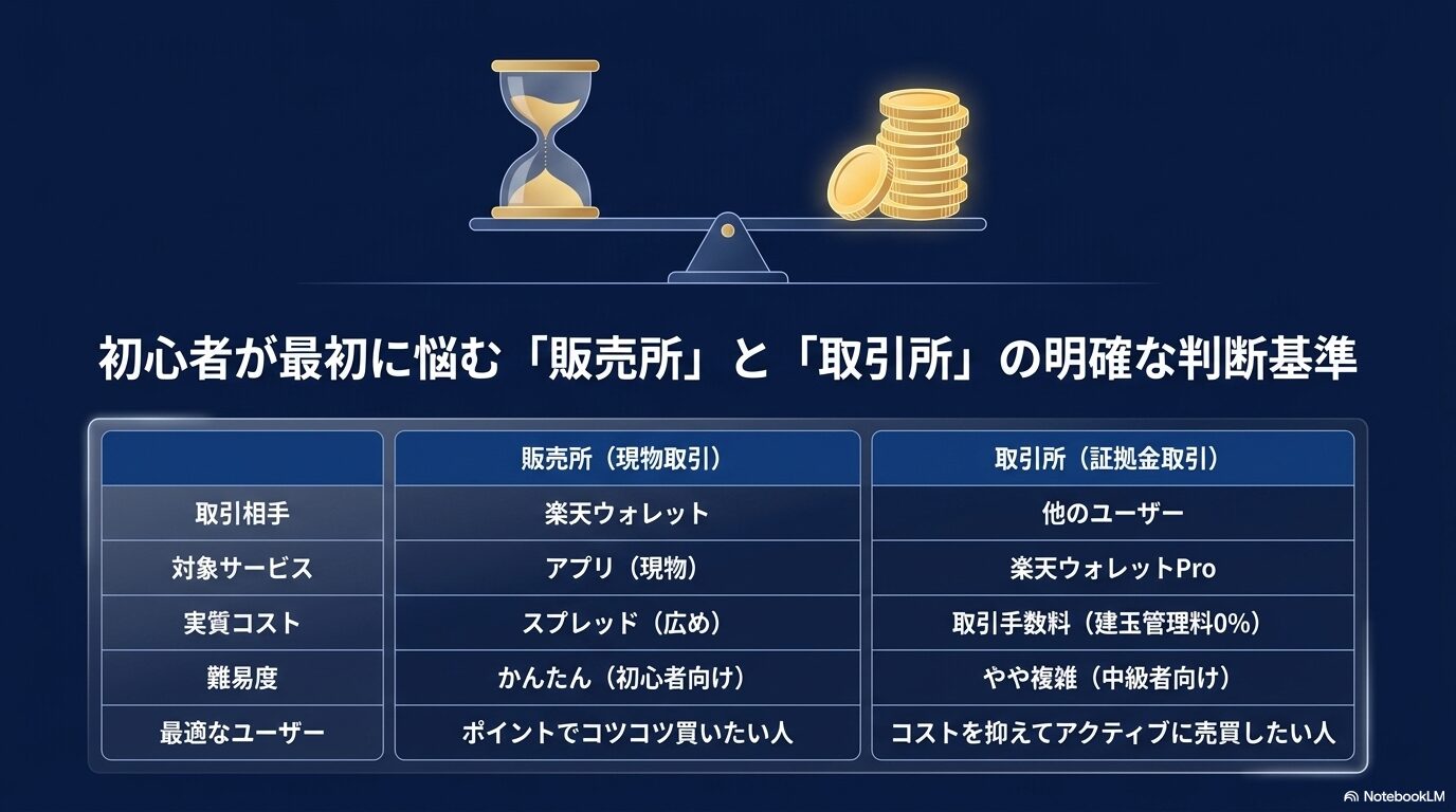 初心者が最初に悩む販売所と取引所のどっちを選ぶべきかという明確な判断基準