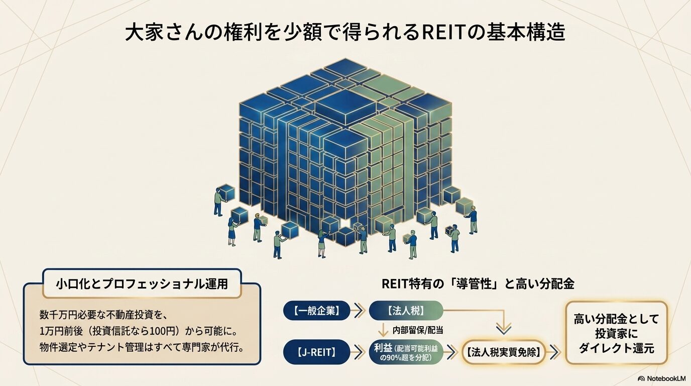 大家さんの権利を少額で得られるREITの基本構造