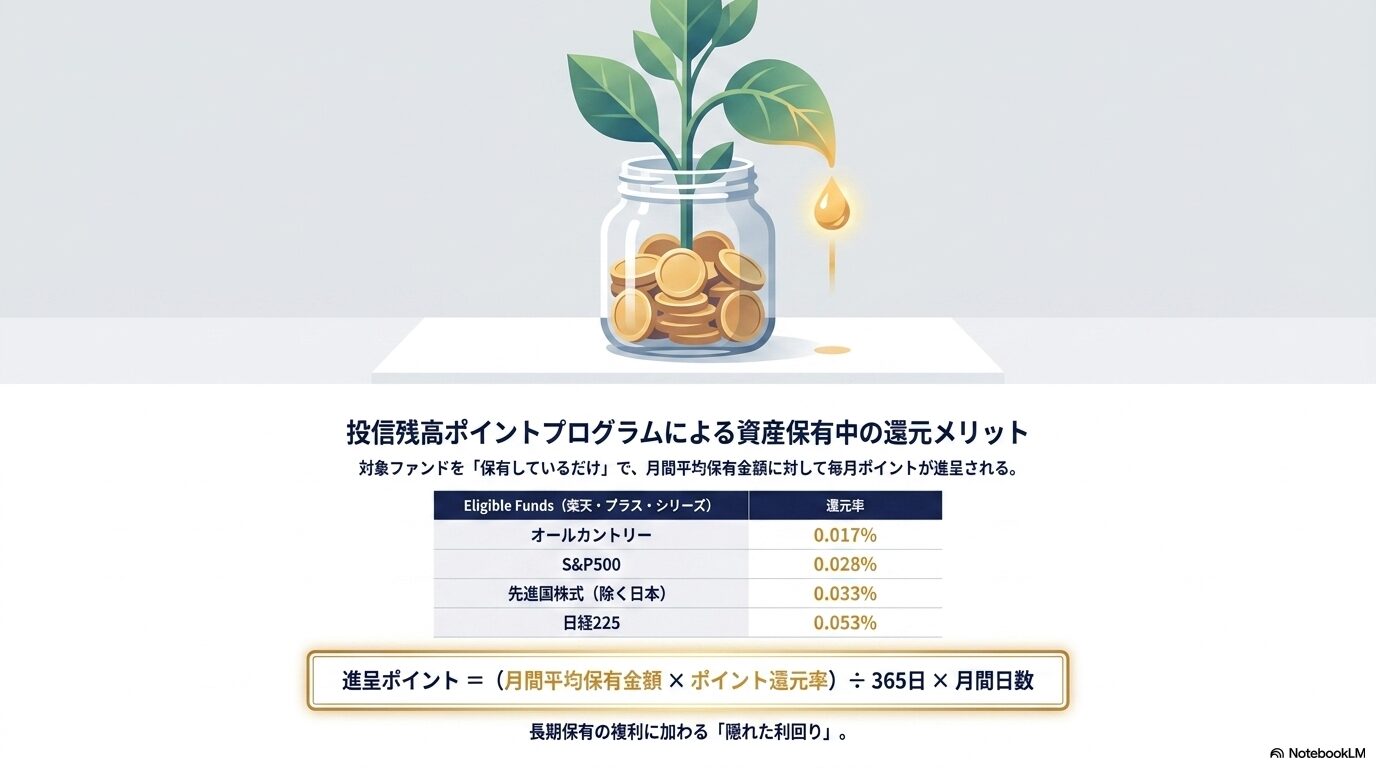 投信残高ポイントプログラムによる資産保有中の還元メリット