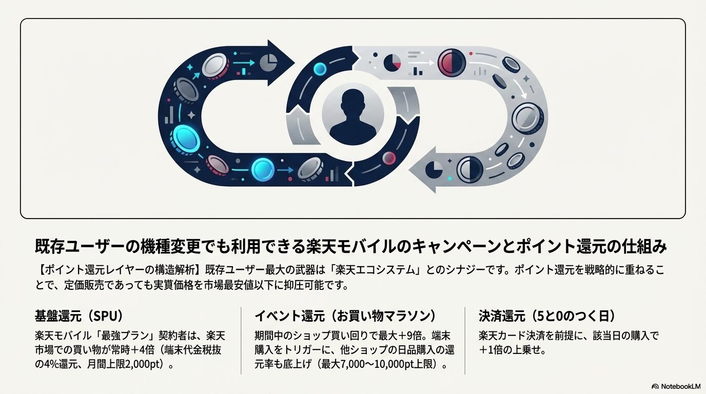 既存ユーザーの機種変更でも利用できる楽天モバイルのキャンペーンとポイント還元の仕組み