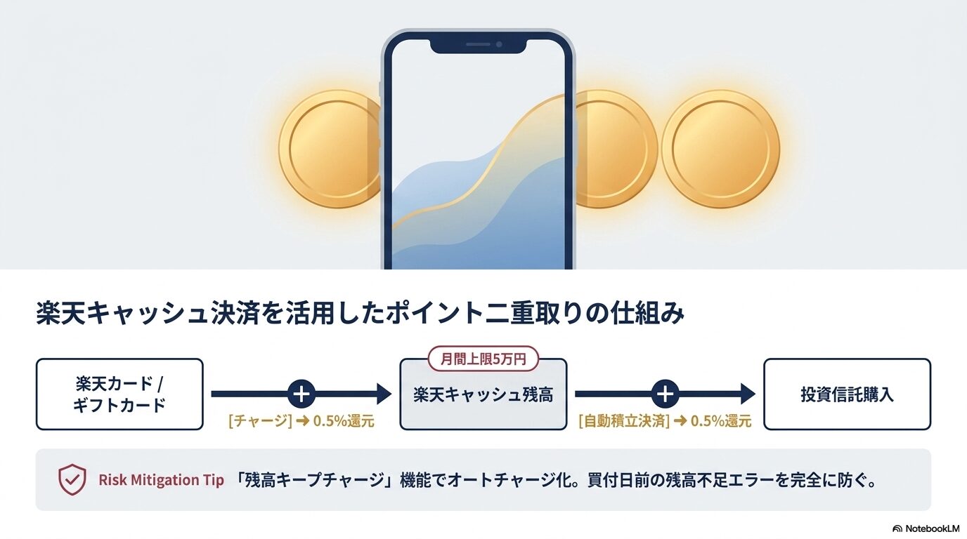 楽天キャッシュ決済を活用したポイント二重取りの仕組み