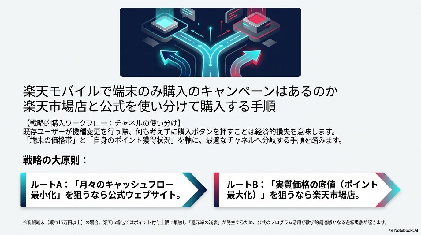 楽天モバイルで端末のみ購入のキャンペーンはあるのか楽天市場店と公式を使い分けて購入する手順