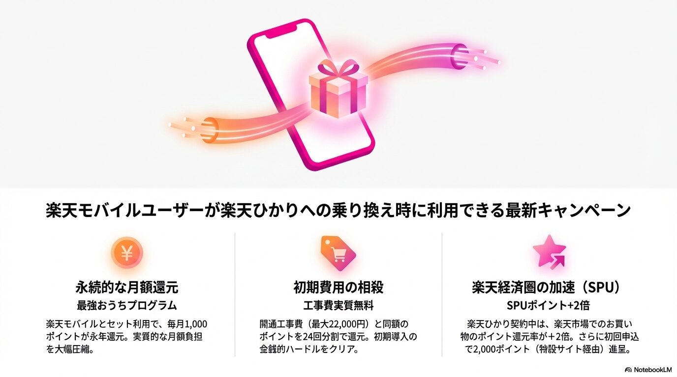 楽天モバイルユーザーが楽天ひかりへの乗り換え時に利用できる最新キャンペーン