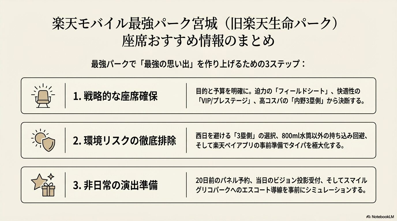 楽天モバイル最強パーク宮城（旧楽天生命パーク）座席おすすめ情報のまとめ