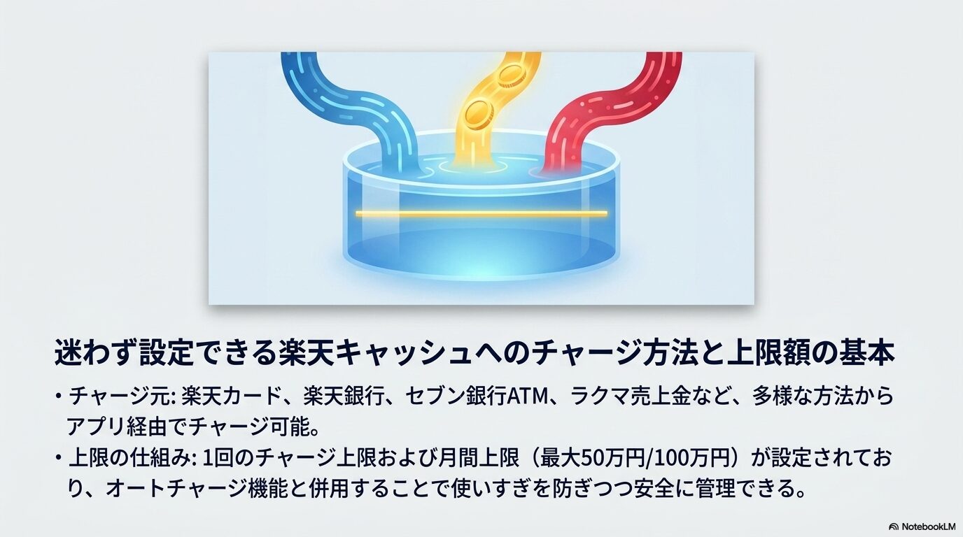 迷わず設定できる楽天キャッシュへのチャージ方法と上限額の基本