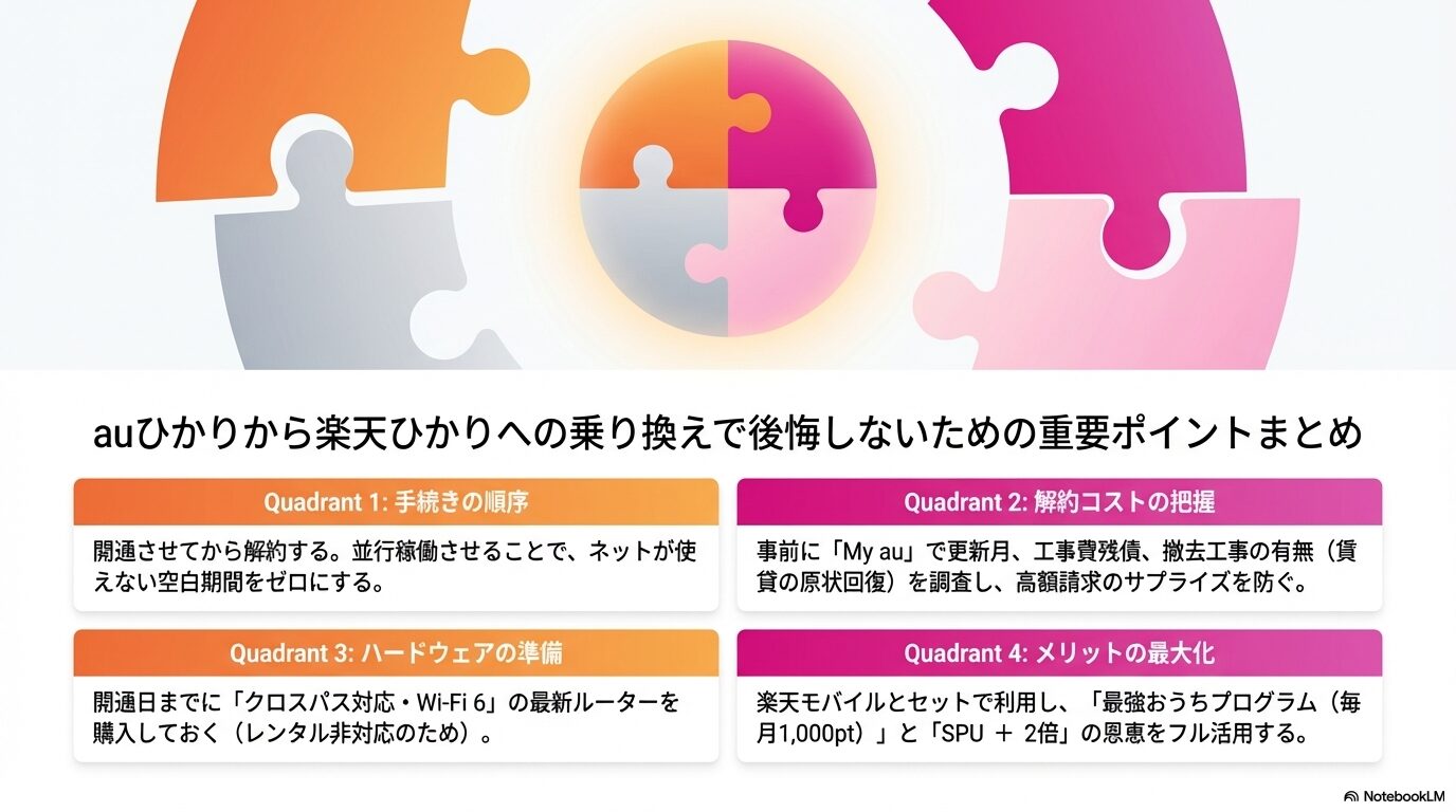 auひかりから楽天ひかりへの乗り換えで後悔しないための重要ポイントまとめ