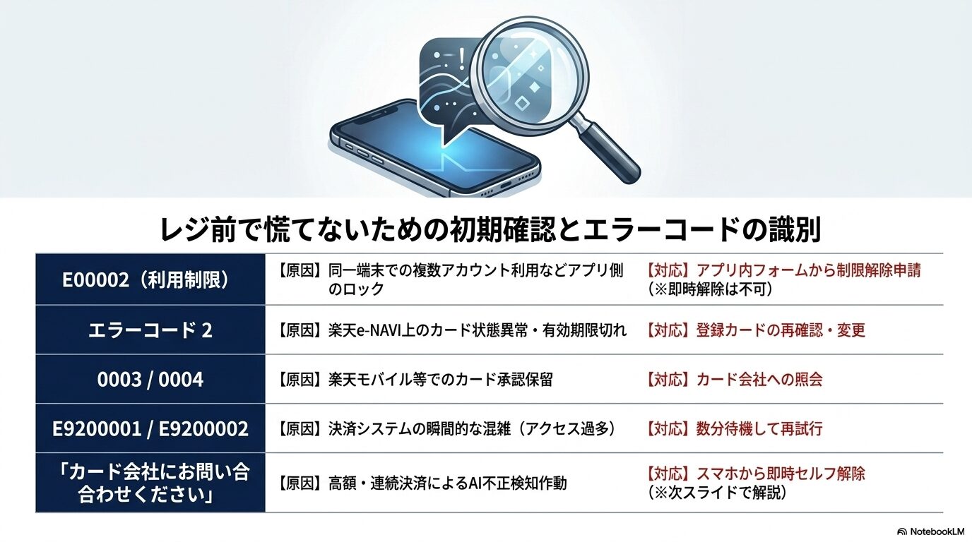 レジ前で慌てないための初期確認とエラーコードの識別