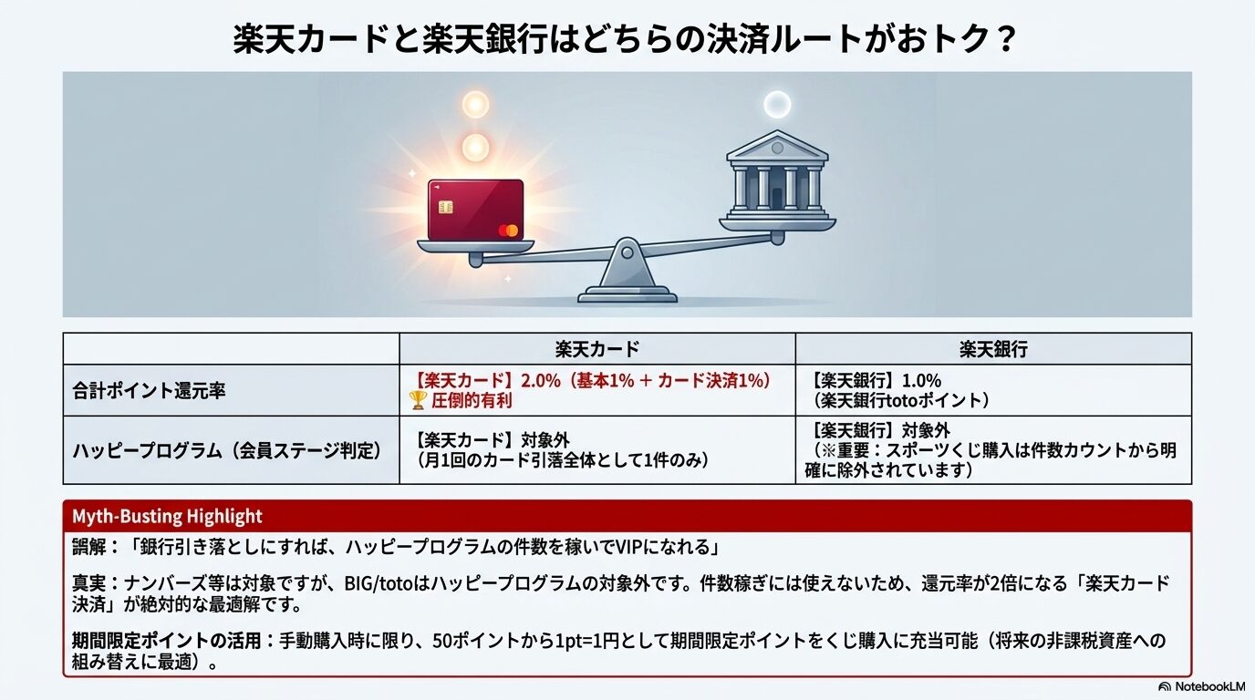 楽天カードと楽天銀行はどちらの決済ルートがおトク?