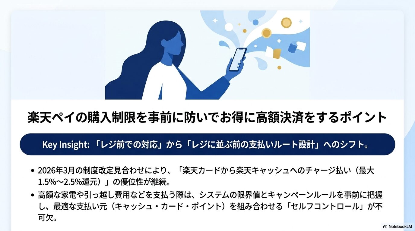 楽天ペイの購入制限を事前に防いでお得に高額決済をするポイント