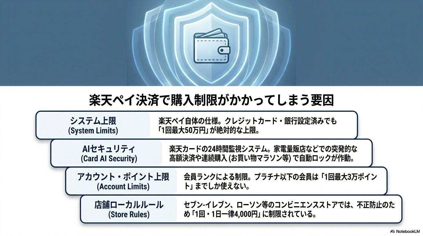 楽天ペイ決済で購入制限がかかってしまう要因