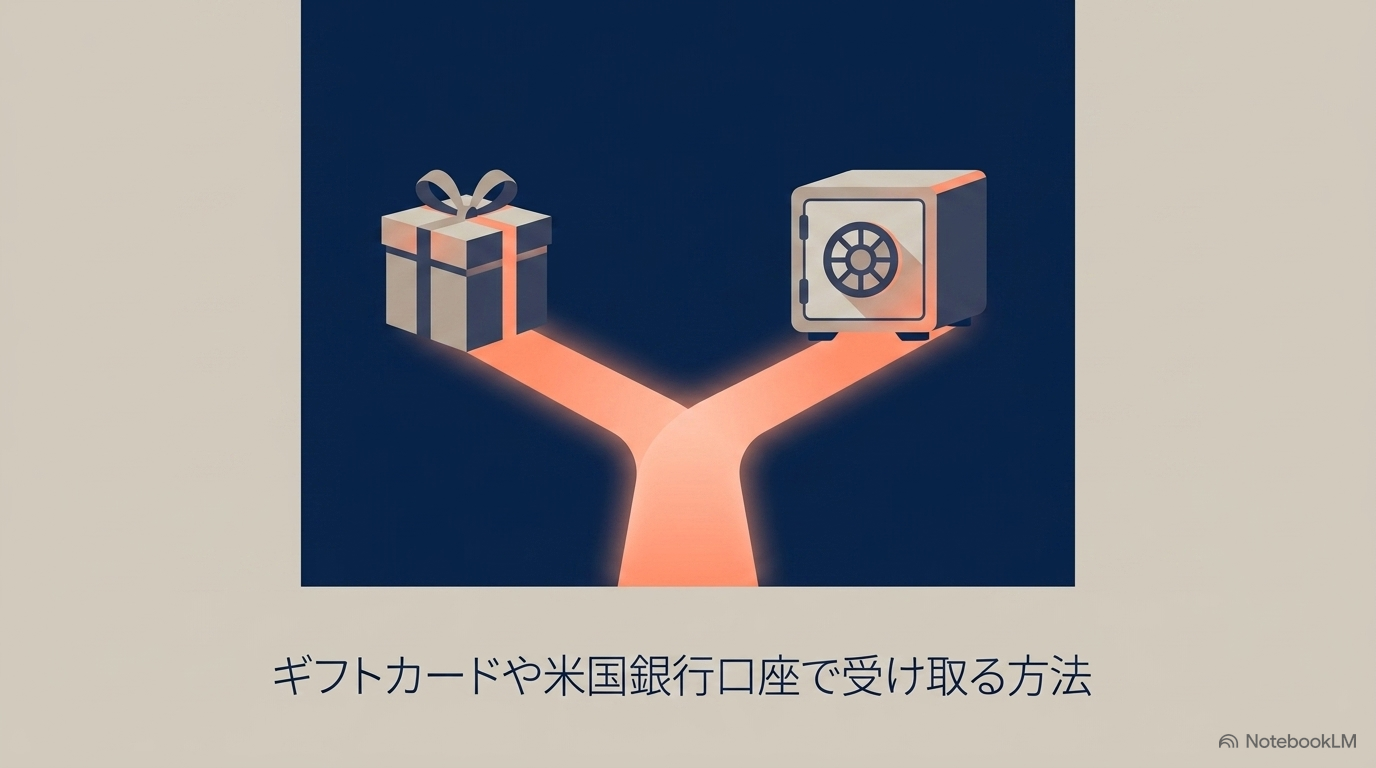 ギフトカードや米国銀行口座で受け取る方法