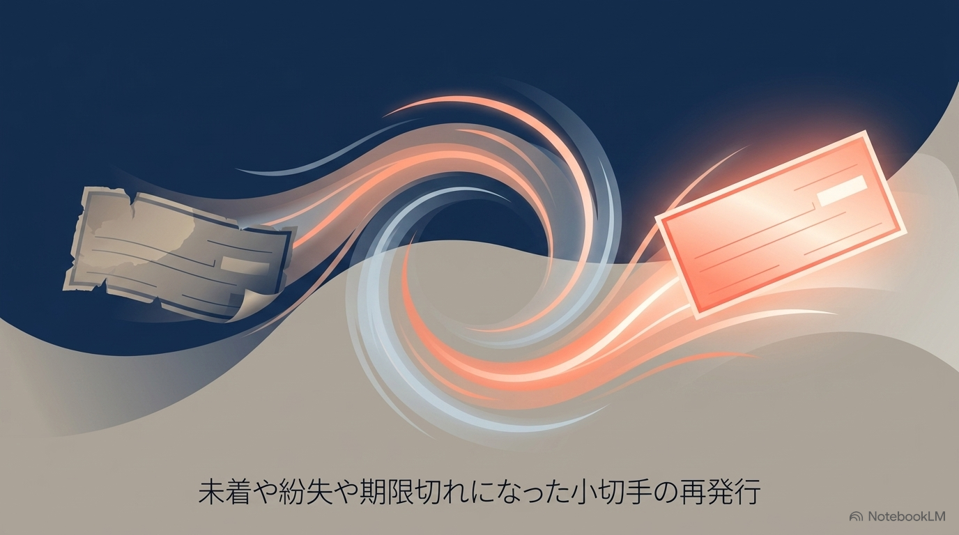 未着や紛失や期限切れになった小切手の再発行